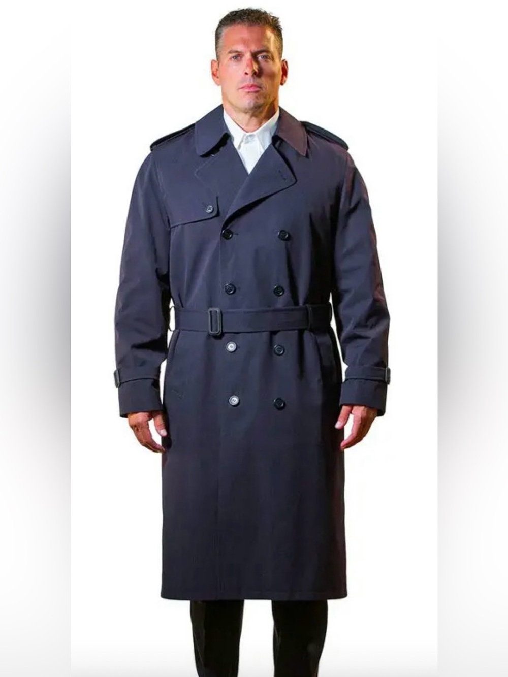 🔥🆕🔥 Anchor Uniform Black Double Breasted Trench Coat - 44R - Thinsulate Lining